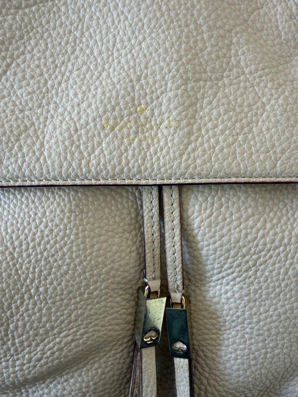 kate spade Pebble Leather Drawstring Backpack in Light Cream - Picture 2 of 8